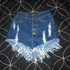 High Rise ripped festival shorts